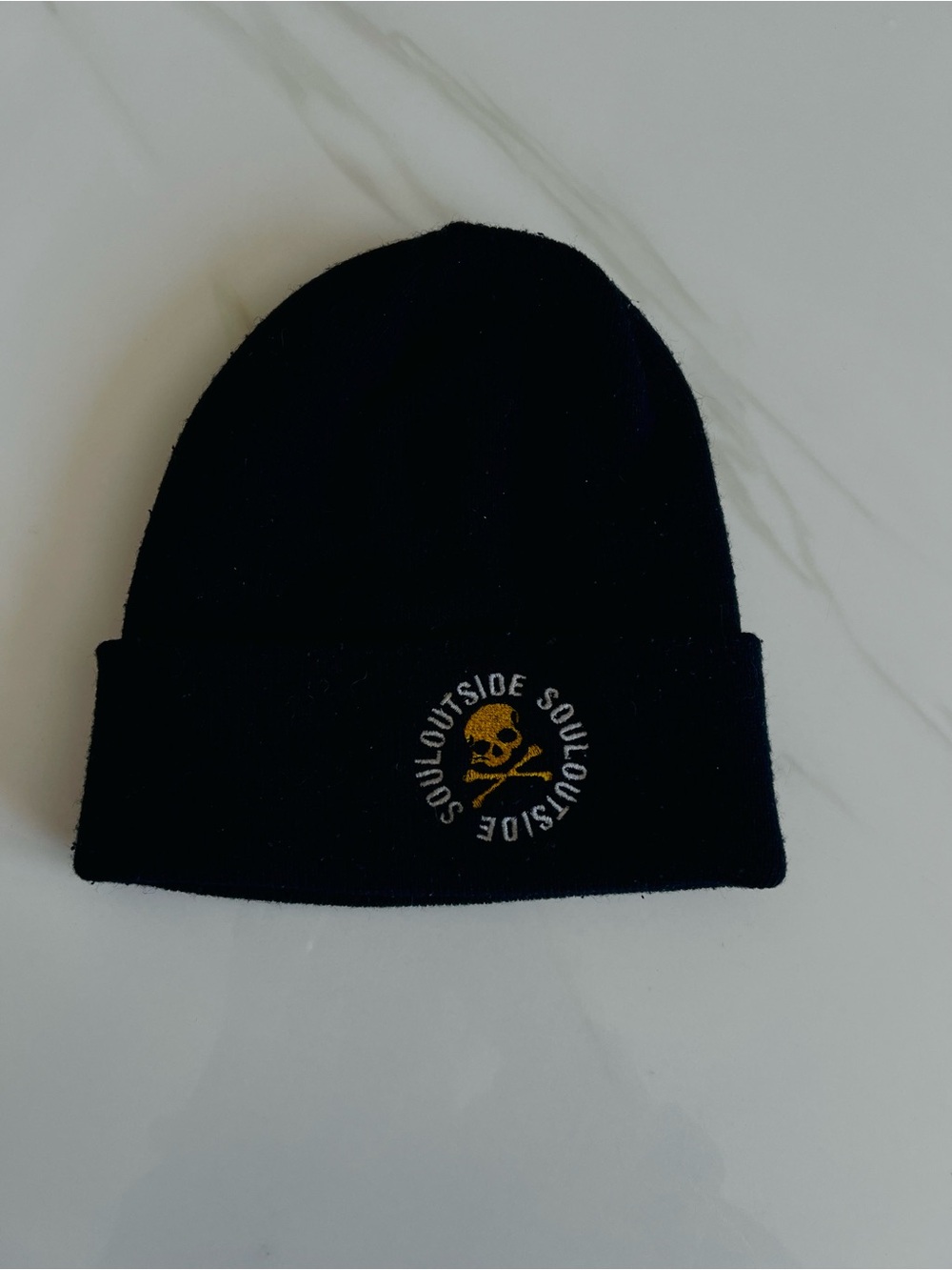 soulcycle Black Beanie with Yellow Skull Logo for men / women